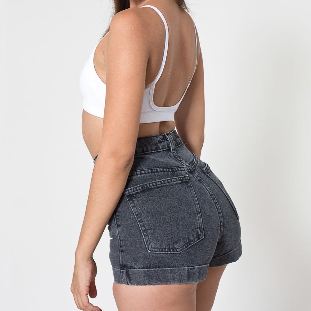 High-Rise Black Wash Denim Shorts